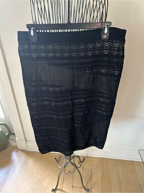 RACHEL Rachel Roy Black Lace Knit Pencil Skirt